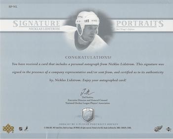 2006-07 Be A Player Portraits - Signature Portraits #SP-NL Nicklas Lidstrom Back
