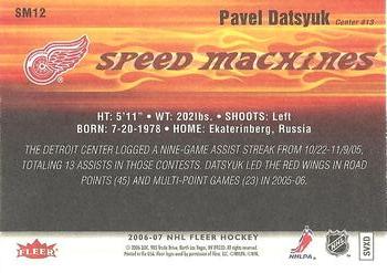 2006-07 Fleer - Speed Machines #SM12 Pavel Datsyuk Back
