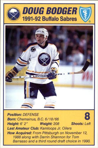 1991-92 Blue Shield Buffalo Sabres Postcards #3 Doug Bodger Front
