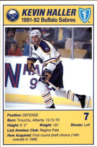 1991-92 Blue Shield Buffalo Sabres Postcards #6 Kevin Haller Front