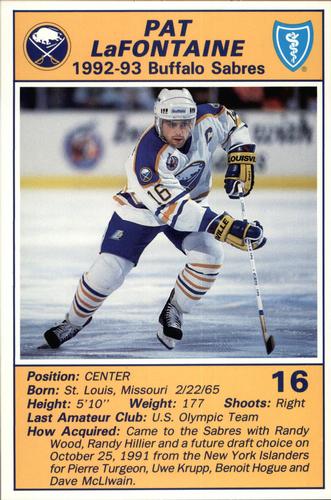 1992-93 Blue Shield Buffalo Sabres Postcards #NNO Pat LaFontaine Front