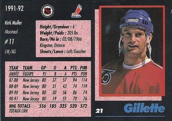 1991-92 Gillette Series #21 Kirk Muller Back