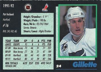 1991-92 Gillette Series #24 Pat Verbeek Back
