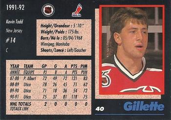 1991-92 Gillette Series #40 Kevin Todd Back