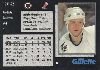 1991-92 Gillette Series #6 Rob Blake Back