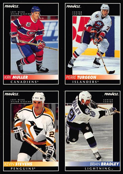 1992-93 Pinnacle Canadian - Promo Panels #NNO Kevin Stevens / Kirk Muller / Pierre Turgeon / Brian Bradley Front