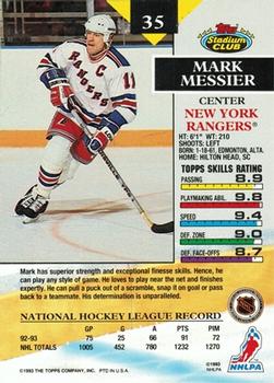 1993-94 Stadium Club O-Pee-Chee - First Day Issue #35 Mark Messier Back