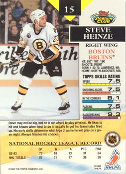 1993-94 Stadium Club - Members Only #15 Steve Heinze Back