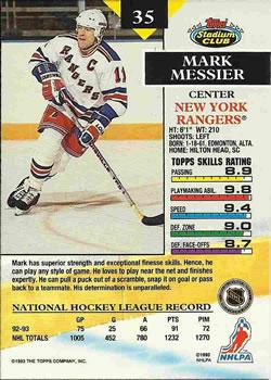 1993-94 Stadium Club - Members Only #35 Mark Messier Back