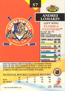 1993-94 Stadium Club - Members Only #57 Andrei Lomakin Back