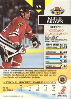 1993-94 Stadium Club - Members Only #58 Keith Brown Back