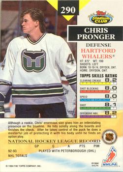 1993-94 Stadium Club - Members Only #290 Chris Pronger Back