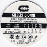 1994-95 POG Canada Games NHL #134 Gilbert Dionne Back