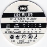 1994-95 POG Canada Games NHL #137 Kirk Muller Back