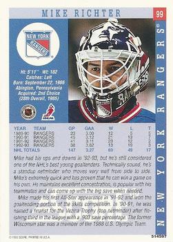 1994 Kenner/Score Starting Lineup Cards #514597 Mike Richter Back