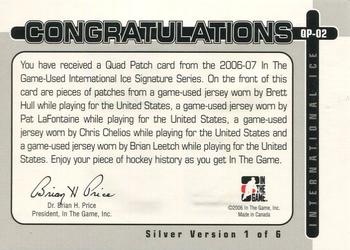 2006-07 In The Game Used International Ice - Quad Patch #QP-02 Brett Hull / Pat LaFontaine / Brian Leetch / Chris Chelios Back
