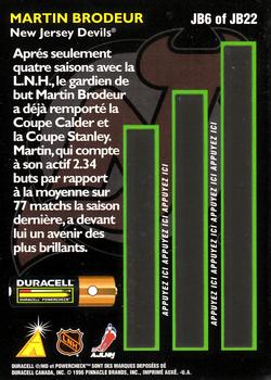 1996-97 Duracell L'Equipe Beliveau #JB6 Martin Brodeur Back