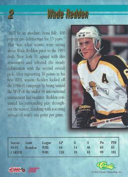 1995 Classic Hockey Draft #2 Wade Redden Back