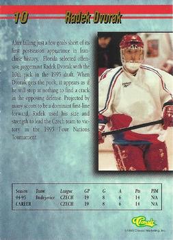 1995 Classic Hockey Draft #10 Radek Dvorak Back