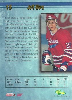 1995 Classic Hockey Draft #15 Jeff Ware Back