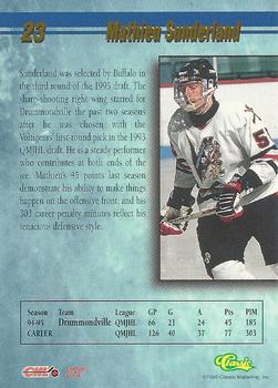 1995 Classic Hockey Draft #23 Mathieu Sunderland Back
