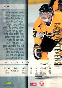 1995 Classic Hockey Draft #80 Randy Stevens Back