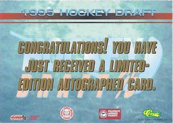 1995 Classic Hockey Draft - Autographs #NNO Andrei Zyuzin Back