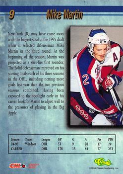 1995 Classic Hockey Draft - Gold #9 Mike Martin Back