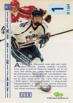 1995 Classic Hockey Draft - Ice Breakers #BK 11 Teemu Riihijarvi Back
