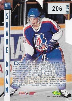 1995 Classic Draft 95 - Ice Breakers Die Cuts #BK 7 Shane Doan Back