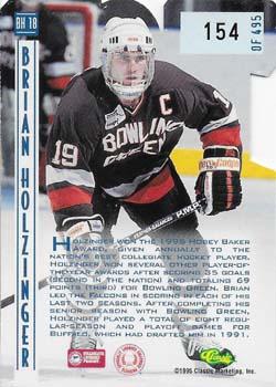 1995 Classic Hockey Draft - Ice Breakers Die Cuts #BK 18 Brian Holzinger Back