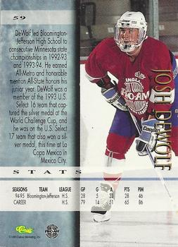 1995 Classic Hockey Draft - Silver #59 Josh DeWolf Back