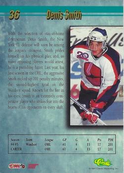 1995 Classic Hockey Draft - Silver #36 Denis Smith Back