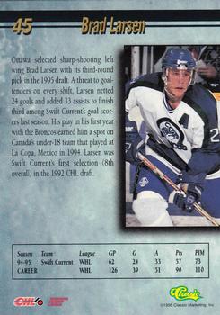 1995 Classic Hockey Draft - Silver #45 Brad Larsen Back