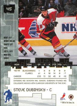 1999-00 Be a Player Millennium Signature Series - All-Star Fantasy Sapphire #45 Steve Dubinsky Back