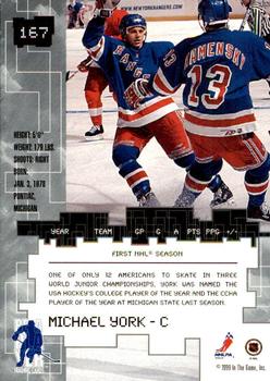 1999-00 Be a Player Millennium Signature Series - All-Star Fantasy Sapphire #167 Mike York Back