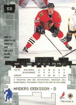 1999-00 Be a Player Millennium Signature Series - Chicago Sun-Times Gold #58 Anders Eriksson Back