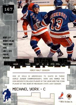 1999-00 Be a Player Millennium Signature Series - Chicago Sun-Times Gold #167 Mike York Back