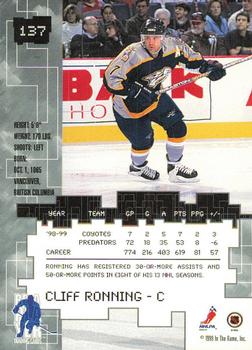 1999-00 Be a Player Millennium Signature Series - Chicago Sun-Times Ruby #137 Cliff Ronning Back
