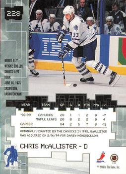 1999-00 Be a Player Millennium Signature Series - Chicago Sun-Times Ruby #228 Chris McAllister Back