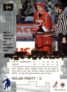 1999-00 Be a Player Millennium Signature Series - Chicago Sun-Times Sapphire #54 Nolan Pratt Back