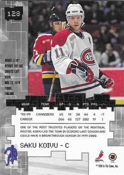 1999-00 Be a Player Millennium Signature Series - Chicago Sun-Times Sapphire #128 Saku Koivu Back