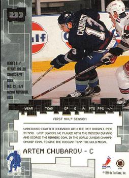 1999-00 Be a Player Millennium Signature Series - Chicago Sun-Times Sapphire #233 Artem Chubarov Back