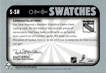 2006-07 O-Pee-Chee - Swatches #S-SH Brendan Shanahan Back