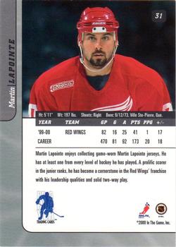 2000-01 Be a Player Signature Series - Toronto Spring Expo Sapphire #31 Martin Lapointe Back