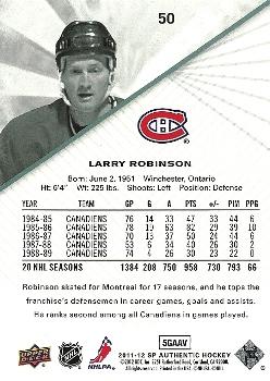 2011-12 SP Authentic #50 Larry Robinson Back