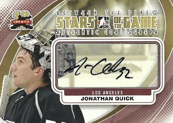 2011-12 In The Game Between The Pipes - Authentic Goaliegraph #A-JQ Jonathan Quick Front