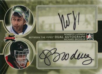 2011-12 In The Game Between The Pipes - Dual Autographs #DA-RLRB Roberto Luongo / Richard Brodeur Front