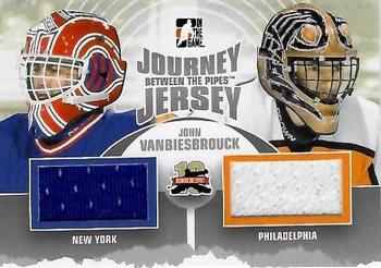 2011-12 In The Game Between The Pipes - Journey Jersey Silver #JJ-04 John Vanbiesbrouck Front