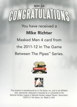 2011-12 In The Game Between The Pipes - Masked Men IV Gold #MM-38 Mike Richter Back